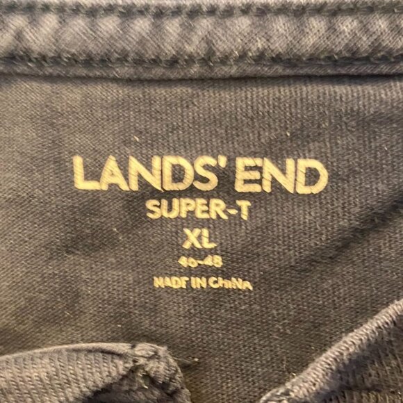 Lands End Men's Henley Shirt XL Navy Blue Super-T Long Sleeve Cotton Blend - Picture 5 of 8